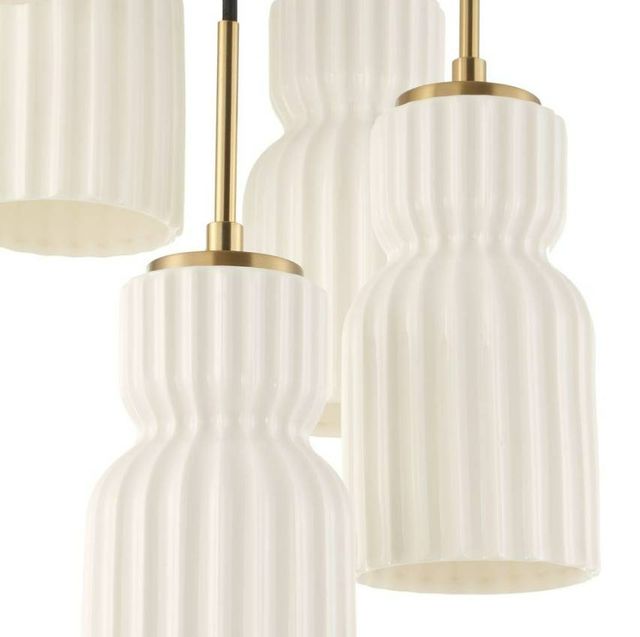 Uttermost® Vanier Warm Brass/White 5-Light Cluster Pendant-3