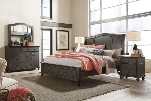 aspenhome® Oxford Peppercorn Queen Sleigh Storage Bed-1