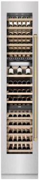ZLINE Autograph Edition 18" 9.0 Cu. Ft. Triple Zone 68 Bottle Left Hinge Column Wine Cooler in Satin Stainless Steel with Champagne Bronze Accents-3