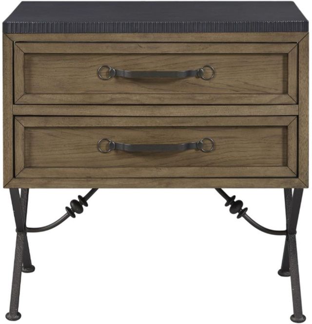 Bernards Tarrington Almond/Black 2-Drawer Nightstand-2