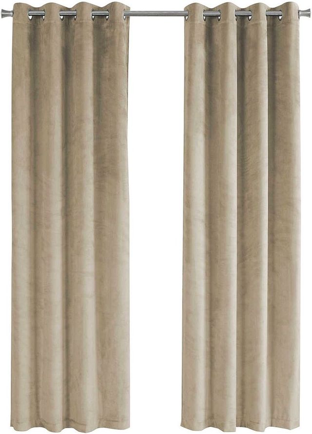 Monarch Specialties Inc. 2-Piece Beige 52" x 95" Room Darkening Curtain Panel Set-0