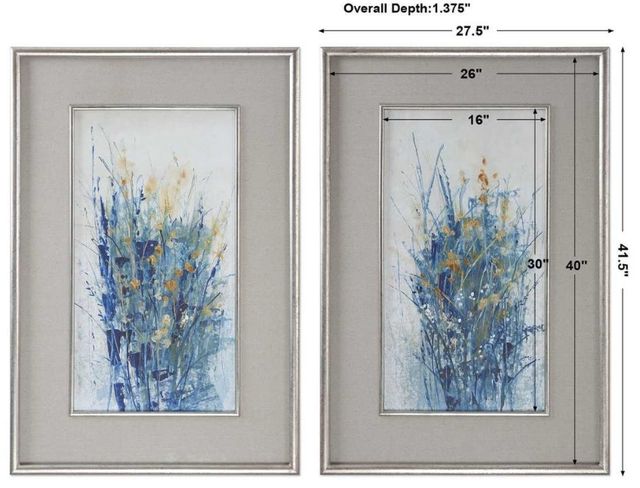 Uttermost® Tim O'Toole 2-Piece Indigo Florals Framed Prints Set-2
