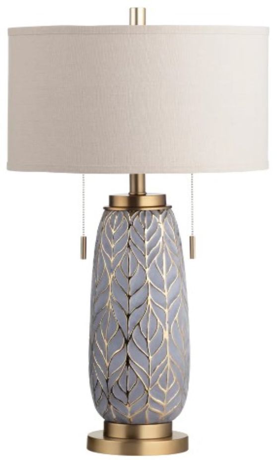 Crestview Collection Nessa Gray Carved Leaves Twin Pull Chains Table Lamp-0