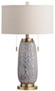 Crestview Collection Nessa Gray Carved Leaves Twin Pull Chains Table Lamp-0