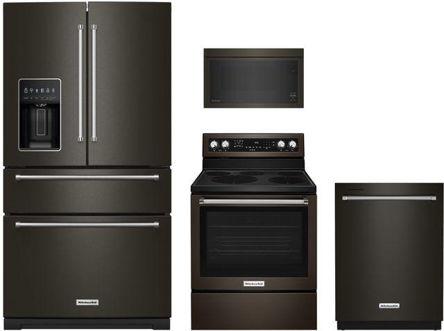 KitchenAid® 4 Piece Black Stainless Steel Kitchen Package