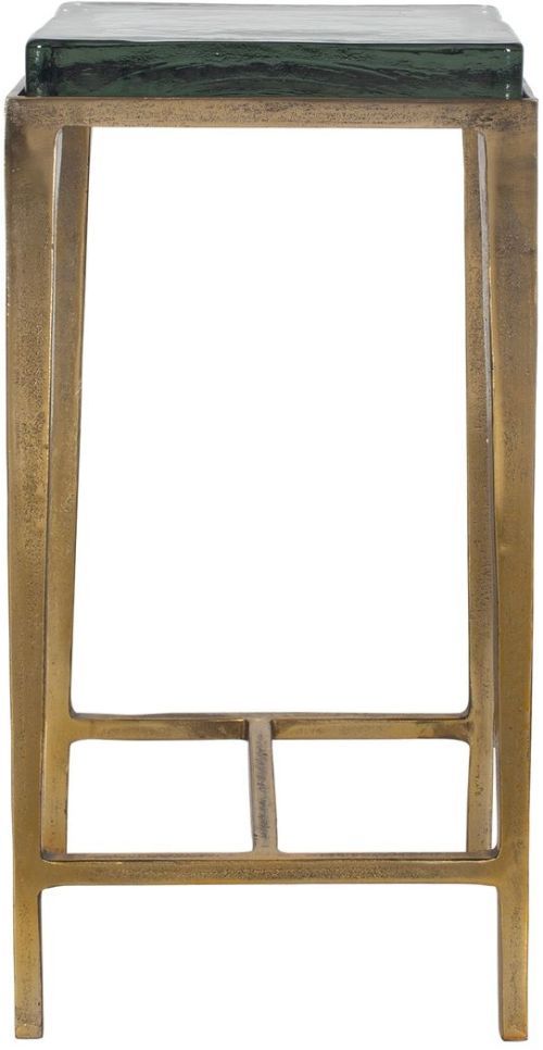Uttermost® Preston Square Glass Top Accent Table with Antique Brass Base-4