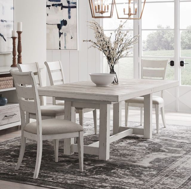 Liberty Furniture Backroads 5-Piece Parchment/Weathered White Trestle Dining Set-1