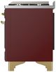Ilve® Majestic III 36" Burgundy Pro Style Dual Fuel Natural Gas Range with Solid Door and Brass Trim-4