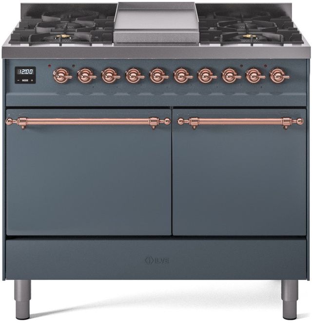 Ilve® Nostalgie II Series 40" Blue Grey Pro Style Dual Fuel Range-0