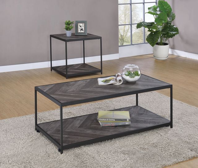 Coaster® Beckley Grey Coffee Table with Sand Black Base-3