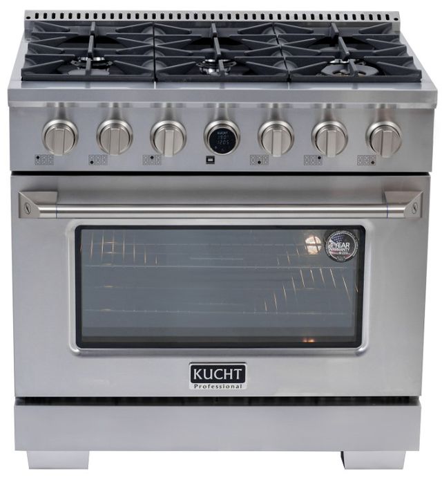 Kucht Professional KX Series 36" Stainless Steel Pro Style Dual Fuel Range with Kucht Horus Thermostat-1