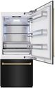 ZLINE Autograph Edition 36" 19.8 Cu. Ft. Black Stainless Steel Built-In Bottom Freezer Refrigerator with Water Dispenser, Ice Maker and Champagne Bronze Accents-3