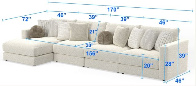 Jackson Furniture Ritzy 4-Piece Bone Sectional and Chaise-2