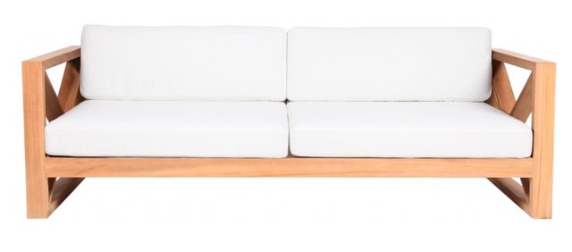 Meridian Furniture Rio Natural Teak/Off-White Fabric/Wood Outdoor Accent Sofa-1