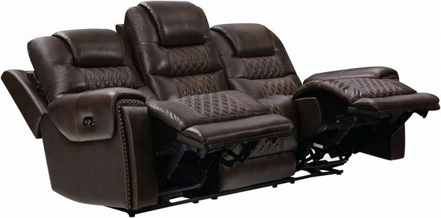Coaster® North Dark Brown Cushion Back Power Headrest Sofa-2