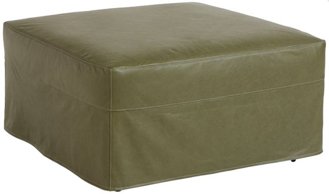 Four Seasons Customizable Leather Large Square Slipcovered Ottoman-0