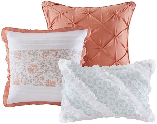 Olliix by Madison Park 9 Piece Coral Queen Dawn Cotton Percale Comforter Set-2