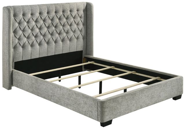 Crown Mark Daphne Light Gray Queen Upholstered Panel Bed-3