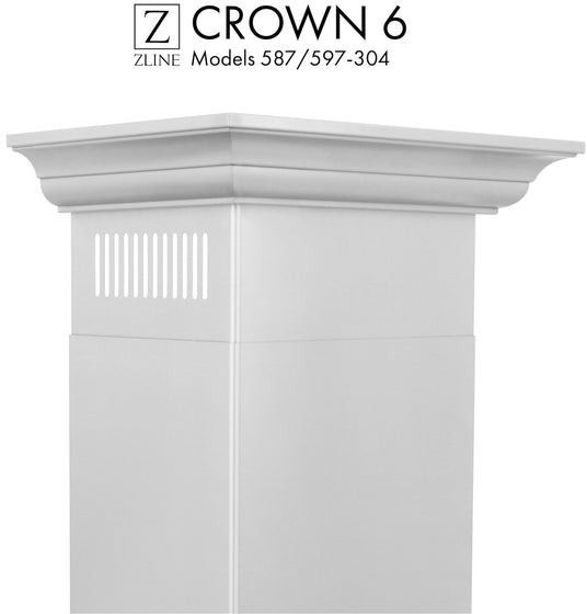  ZLINE Profile 6 Stainless Steel Crown Molding for Wall Mounted Range Hood-3