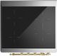 Ilve® Majestic III 30" Glossy Black Pro Style Induction Range with Triple Glass Door and Brass Trim-2