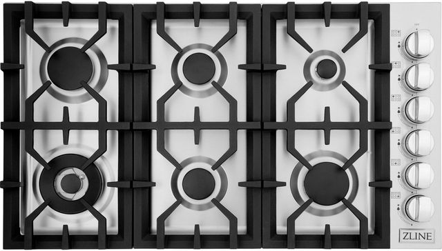 ZLINE 36" Stainless Steel Gas Cooktop with with 6 Burners-0