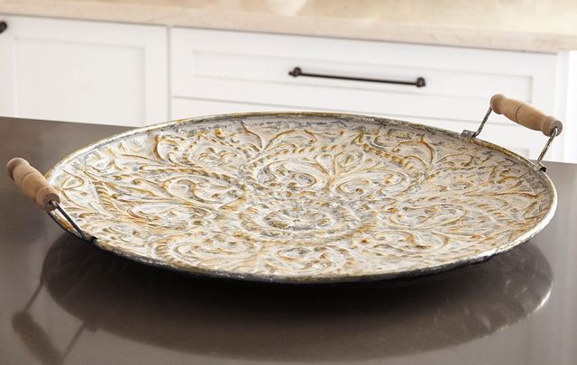 Signature Design by Ashley® Didina Cream/Gold Finish Tray-1
