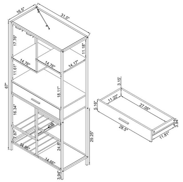 Coaster® Figueroa Silver/White 5-Shelf Wine Cabinet-7