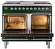 Ilve® Nostalgie II Noblesse 40'' Emerald Green Pro Style Dual Fuel Range with Chrome Trim-2