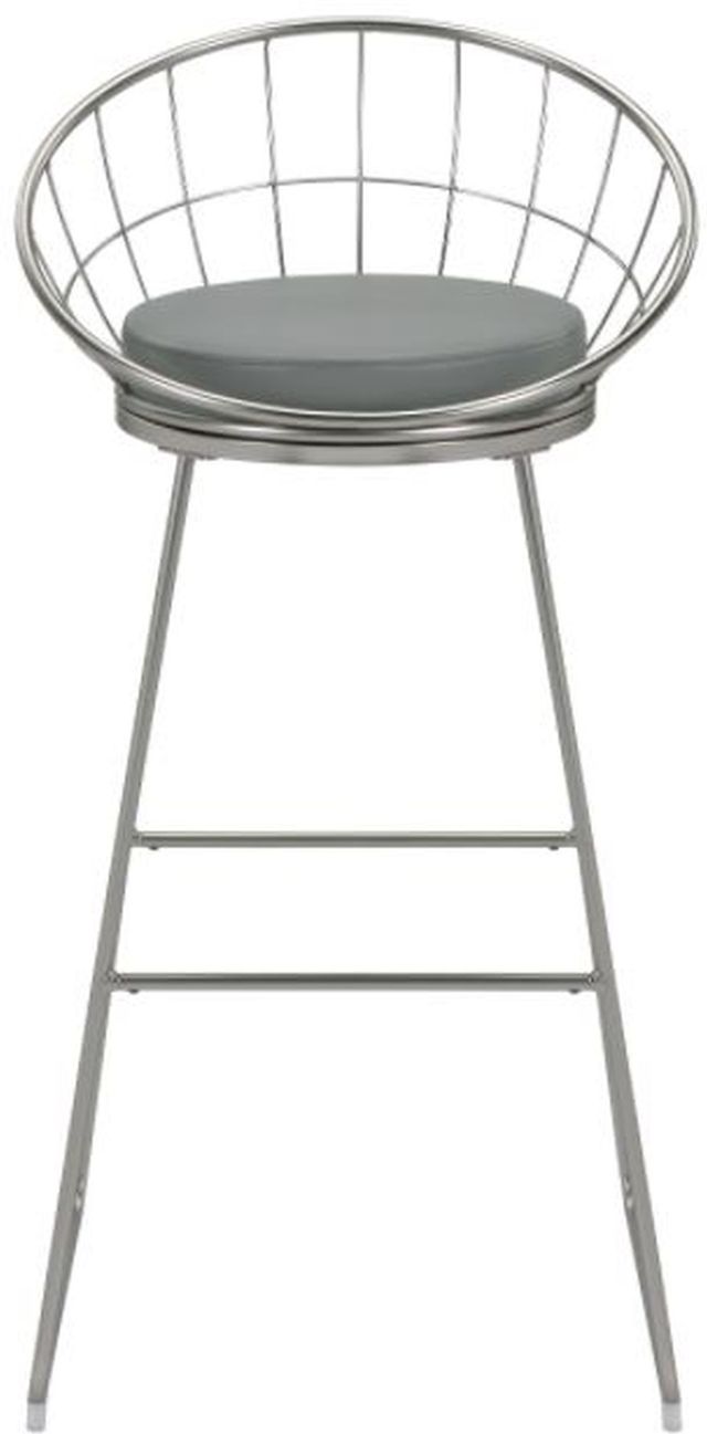 Coaster® Set of 2 Grey and Satin Nickel Padded Seat Bar Stools-1