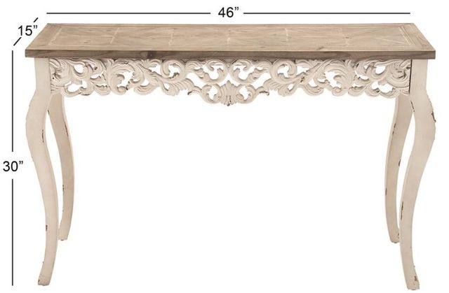 Deco Marche Brown Console Table with Carved White Base-2