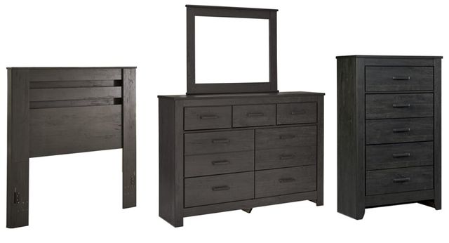 Signature Design by Ashley® Brinxton 4-Piece Charcoal Full Panel Headboard Bed Set-0