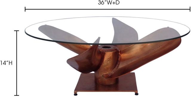 Moe's Home Collection Archimedes Glass Top Coffee Table with Copper Base-3