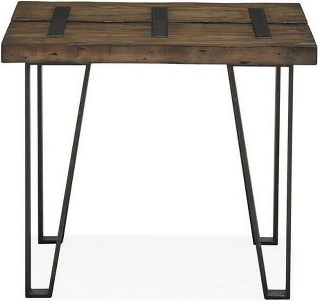 Magnussen Home® Dartmouth Sawmill Rectangular End Table with Galvanized Steel Legs-1