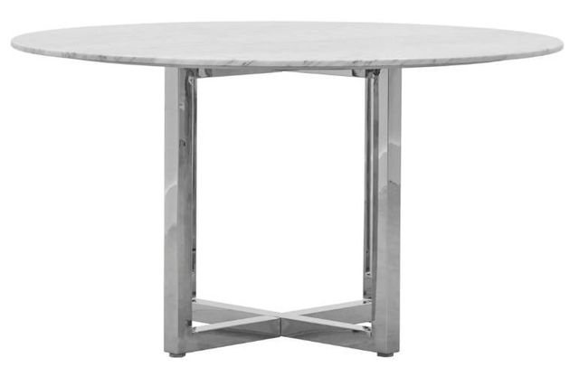 Modus Furniture Amalfi Carrara Marble Top 48" Round Dining Table with Chrome Base-0