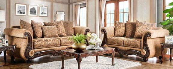 Furniture of America Nicanor Tan Gold Loveseat