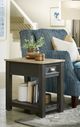 Hammary® Lyle Creek-Hamilton Toasted Caramel Chairside Table with Smoked Charcoal Base-1