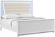 Elements International Denmark White King Upholstered Panel Bed with LED-0