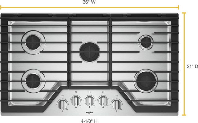 Clearance Whirlpool® 36" Stainless Steel Gas Cooktop-1