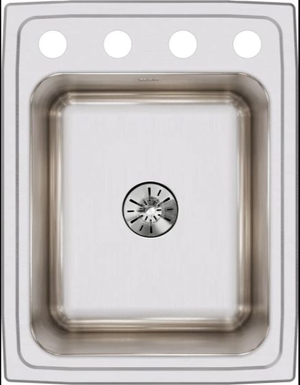 Elkay Lustertone® Classic Lustrous Satin 17" x 22" x 10-1/8" OS4-Hole Single Bowl Drop-In Sink with Perfect Drain®-1