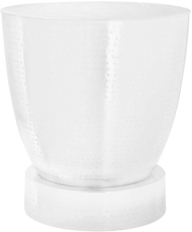 Monarch Specialties Inc. White Textured Iron Round Pedestal Drum Table-0