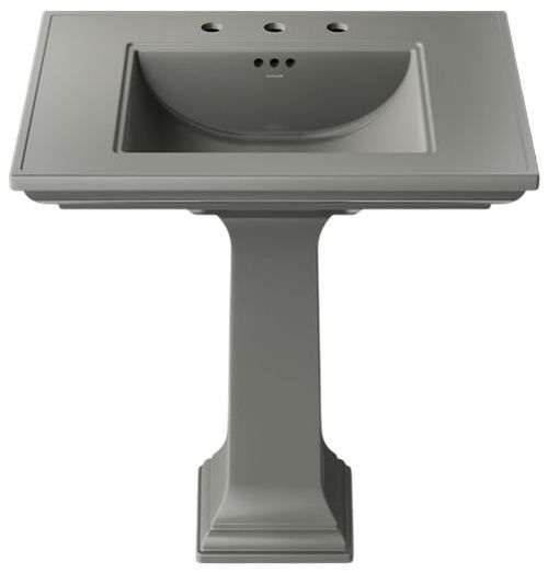 Kohler Memoirs® Stately Thunder Grey 30.75" 3 Faucet Holes Rectangular Pedestal Bathroom Sink-1