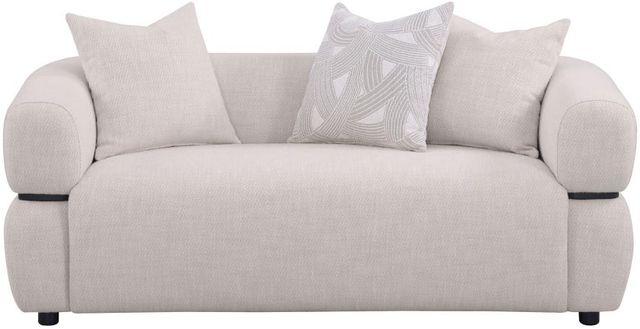 Coaster® Jeanette 73" Beige Upholstered Round Arm Loveseat-1