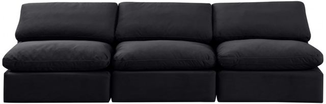 Meridian Furniture Indulge 3-Piece Black Velvet Armless Sofa -2