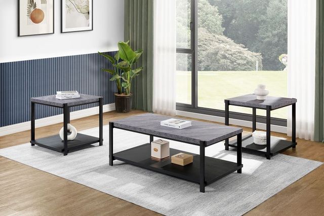 New Classic® Home Furnishings Linea 3-Piece Black/Dark Gray Occasional Table Set-1