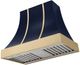 La Cornue CornuFé Cascade 36" Goodwood Blue Wall Mounted Range Hood with Brushed Brass Trim-0
