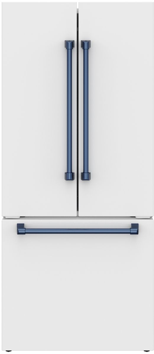 Thor Kitchen Gordon Ramsay Series 30" White French Door Counter Depth Refrigerator with Blue Hardware-2