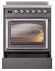 Ilve® Nostalgie II Noblesse 30'' Graphite Matte Pro Style Induction Range with Chrome Trim-3