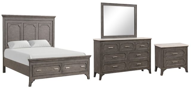 New Classic® Home Furnishings Lisbon 4-Piece Gray Queen Bedroom Set-0
