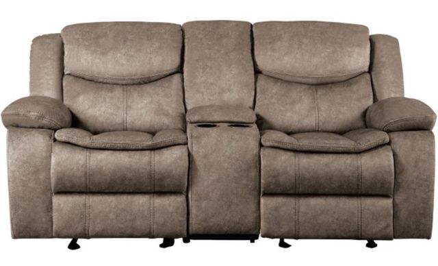 Homelegance® Bastrop Brown 79'' Double Manual Glider Reclining Loveseat with Center Console-2