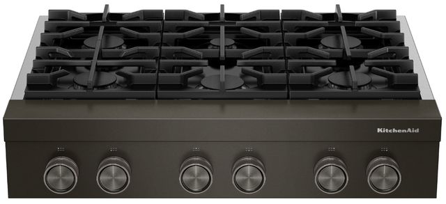 KitchenAid® 36” Black Ore Commercial-Style Gas Rangetop with 6 Burners-0